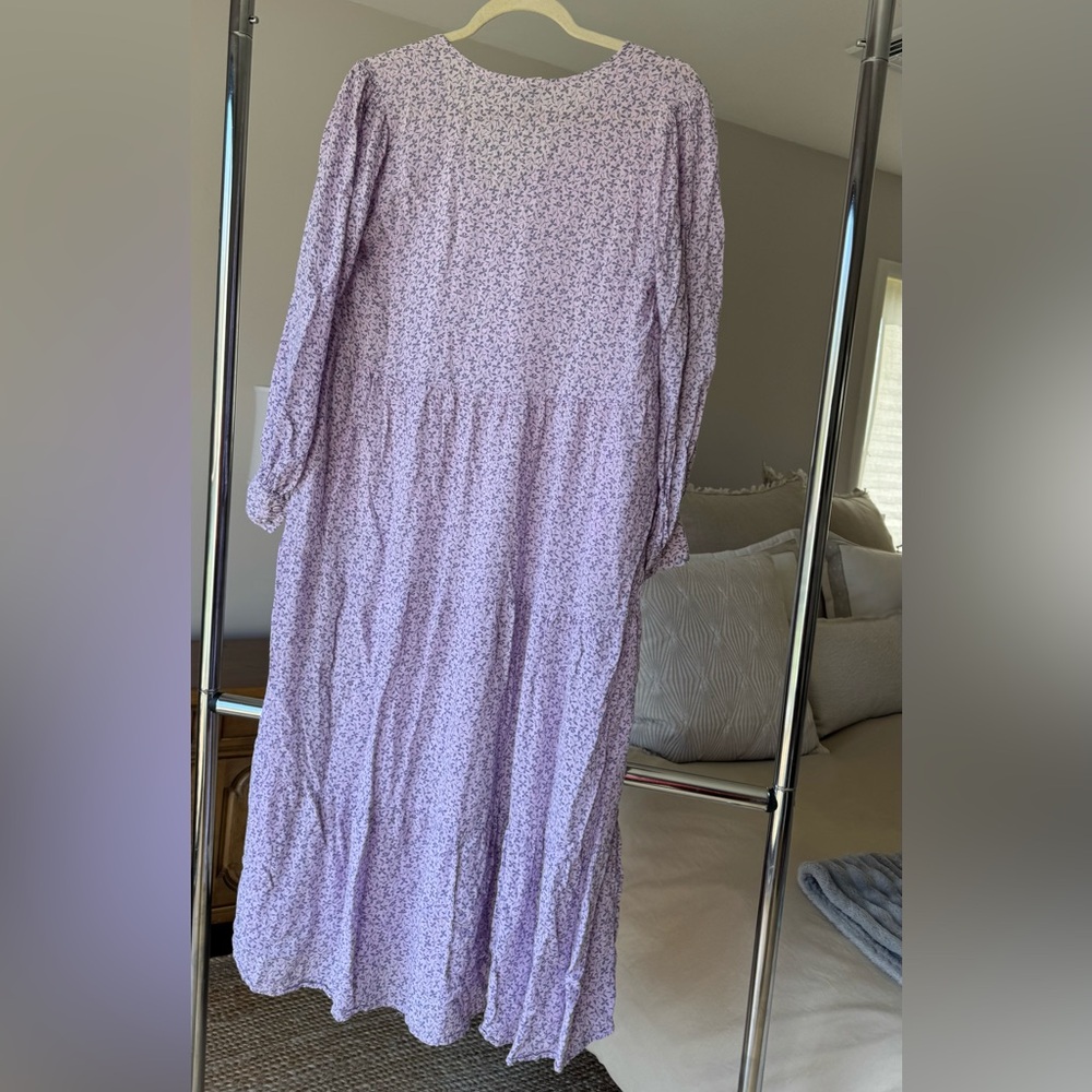 a new day Lilac Floral V-Neck Tiered Midi Dress, sz M - Picture 7 of 8